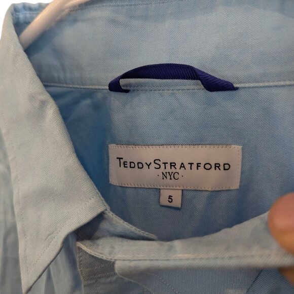 Teddy Stratford Light Blue Oxford Short Sleeved Button Down w Zip Fit - Size 5 - Picture 6 of 14